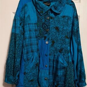 Carole Little Blue Patchwork Utility Jacket